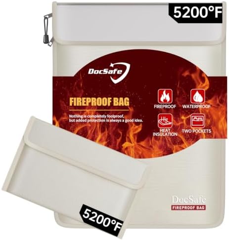 DocSafe Fireproof Document Bag Set(5200℉) - 8 Layers Heat Insulated,Beige by DocSafe