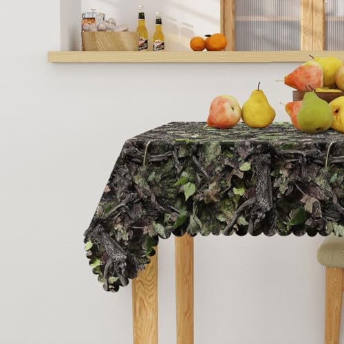 Camouflage Hunting Tablecloth 54x54 Inch Square Leaves Branches Camo Hunting Tablecloths Polyester Table Cloth for Holiday Parties Kitchen Dining Indoor Outdoor - Image 3
