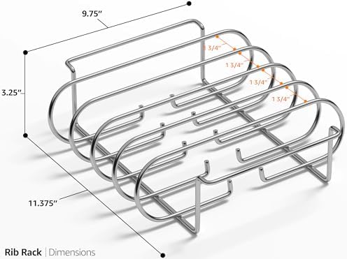 Sorbus Rib Rack for Smoking, Grill Roasting Stand (11", Stainless Steel) - Image 5