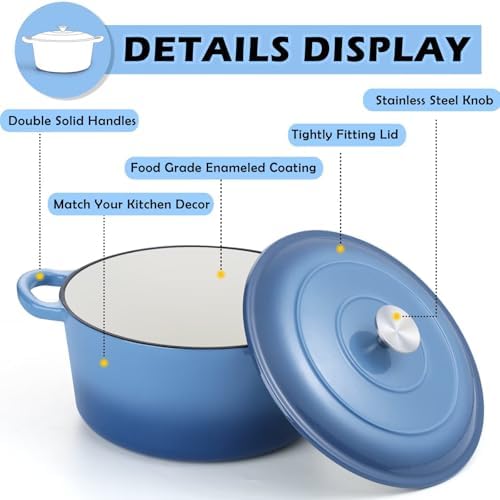 TeamFar 6QT Dutch Oven with Lid, Enameled Nonstick Cast Iron Dutch Oven - Image 4