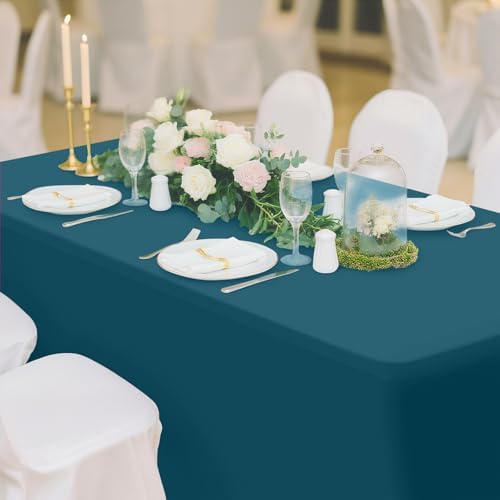Smiry 2Pack Spandex Table Cloth 4FT, Elastic Fitted Peacock Blue Tablecloth - Image 6