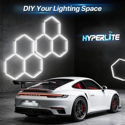 HYPERLITE Gen II Hexagon Garage Lights: 168W 16800LM 5 Grids Hexagon Led Light, 6500K Ultra Bright Honeycomb Hex Lights, Durable Design for Garage, Shop, Basement, Barber, Homegym - Image 3