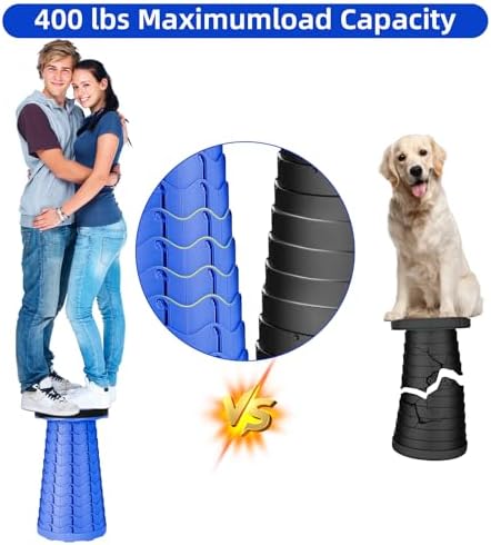 Qiguet Collapsible Stool, Folding Chair - Upgraded Portable Chair with Load Capacity 400lbs, Portable Stool for Camping Fishing Hiking - Folding Stool with Carrying Strap,Gifts for Fisherman(All Blue) - Image 4