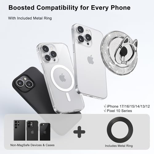 Magnetic Phone Ring Holder for MagSafe, Black-Silver - Image 2