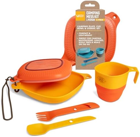 UCO Camping Mess Kit with Bowl, Plate, Collapsible Cup, and Switch Camping Spork by UCO