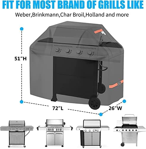 72" Grill Cover Heavy Duty Waterproof BBQ Grill Protector Cover, Black - Image 3