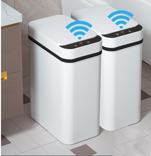 2 PACK - Slim Touchless Bathroom Trash Can - Smart Trash Can Motion Sensor by Yatmung