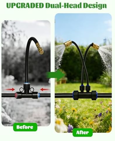 66FT Drip Irrigation System with 40 Nozzles, Automatic Drip Irrigation Kit, Garden Watering System with Dual-Head 360° Bendable Spray Nozzles for Lawn, Raised Bed (66FT, 40 Nozzles) - Image 2