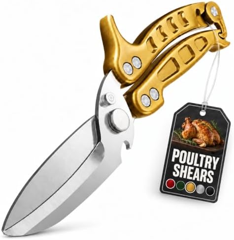 Kitchen Shears Heavy Duty, Safety Lock, Stainless Steel (Gold) by LIBERHAUS