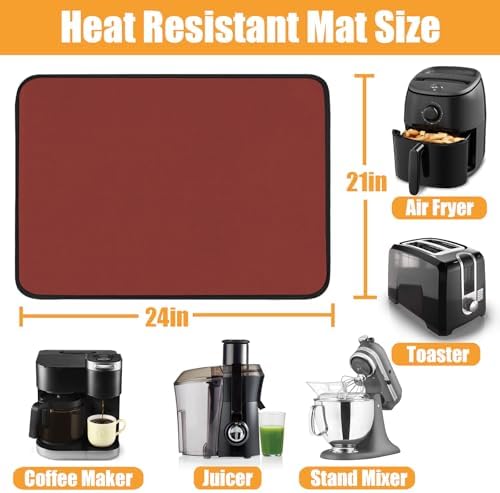 TOHONFOO Heat Resistant Mats for Countertop & Air Fryer, 24x21 in, Red - Image 2