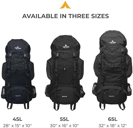Teton 65L Scout Internal Frame Backpack for Hiking, Camping, Backpacking, Travel, Rain Cover Included, Buck Brown - Image 6