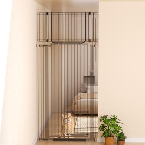 16.9" Cat Gate Height Extension, Adjustable Width 27-50.4", Top Extension Piece for Extra Tall Pet Gates, Prevents Pets Jumping Over, Dog Gate Accessory, Black - Image 5