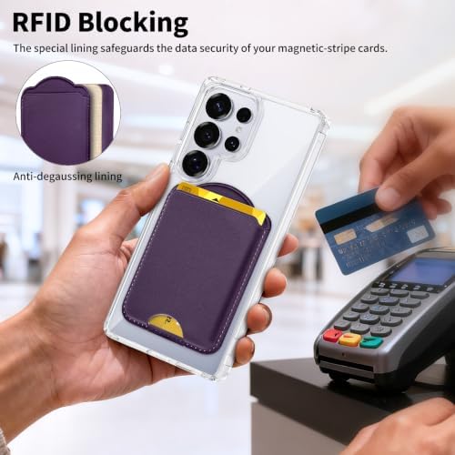 for Magnetic Wallet for Samsung & iPhone | Holds 3 Cards, Cherry - Image 4
