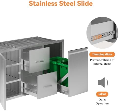Jocisland 41.5-Inch Stainless Steel Outdoor Kitchen Storage Cabinet - Image 6