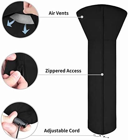 Easy-Going Patio Heater Cover, 89"H x 33"D x 19"B, Black - Image 4