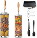 Rolling Grill Basket Set, 2 Nesting 304 Stainless Steel Baskets by Unknown