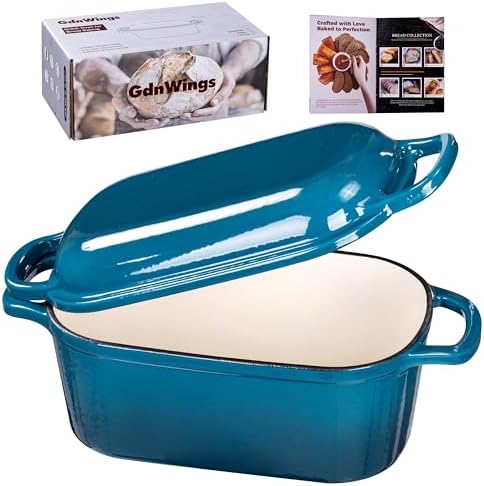 Oval Enameled Cast Iron Dutch Oven for Sourdough Bread Baking by GdWings