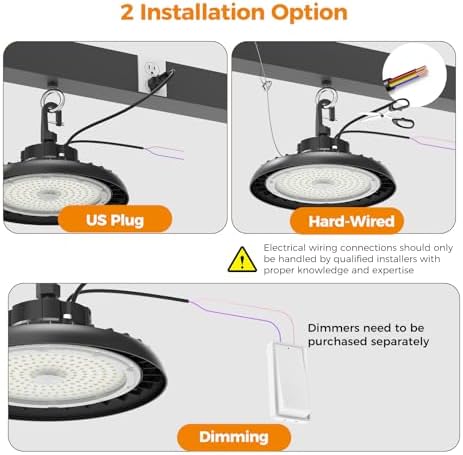 AIKVSXER 180W UFO LED High Bay Lights, 1 Pack, 6000K Shop Light 32400LM Commercial Bay Lighting IP65 LED Garage Lights, 5ft Power Cable Plug & Play for Warehouse Factory Workshop Barn AC100-277V - Image 5