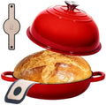 6QT Enameled Cast Red Iron Dutch Oven For Sourdough Bread Baking by ONKO
