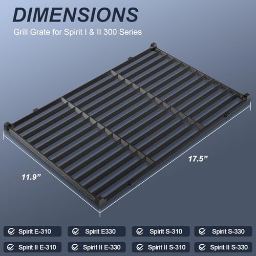 Spirit E310 Grill Parts Replacement Kit, 7636 Flavorizer Bars & 7638 Grates for Weber Spirit & Spirit II 300 Series E310 E320 E330 S310 S320 S330 (Front Control), 15.3" Heat Plates, 17.5" Grates - Image 6