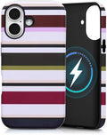 for iPhone 17 Case, Magnetic Matte Frosted Dual-Layer Striped Phone Case for Women, Retro Aesthetic Cover Compatible with Mag Safe Accessories - Retro Vineyard by YKCZL