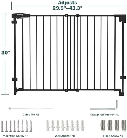 Mumeasy 30" Tall Baby Gate for Stairs & Doorways, No Bottom Bar Dog Gate - Image 2