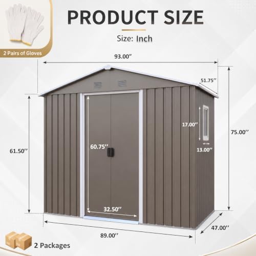 8X4 FT Outdoor Metal Storage with Lockable Sliding Doors - Image 4