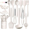 Kitchen Utensils Set, Umite Chef 22Pcs Silicone Cooking Utensils Set, Heat Resistant Silicone Kitchen Spatulas Set with Holder, White Cooking Gadgets Tools Set for Nonstick Cookware, Dishwasher Safe by UmiteChef