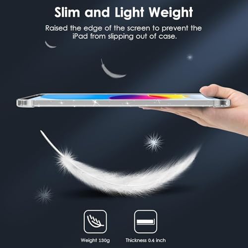 Glitter Case for iPad (A16) 11th Generation 11 Inch 2025/ 10th Generation 10.9 Inch 2022, Slim Lightweight Shockproof TPU Protective Cover with Raised Edge, Sparkly Back Bumper - Glitter Clear - Image 6