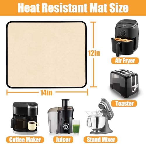 TOHONFOO Heat Resistant Mats for Countertop & Air Fryer, 14x12 in, Khaki - Image 2