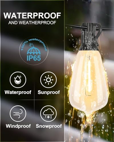 Lightdot 400FT Outdoor String Lights, LED Bistro String Lights with Shatterproof ST38 Vintage Bulbs, 2200K Dimmable, Waterproof Hanging Lights for Porch, Deck, Garden, Backyard, Balcony - ETL Listed - Image 4