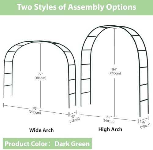 RUBFAC 7.8ft Garden Arch, Metal Trellis for Climbing Plants Outdoor - Image 2