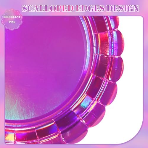 NatNarr 30 Pk Iridescent Pink Plates 7" Halloween Dessert Cake Plates - Image 3