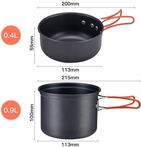 Bulin Camping Cookware, Portable Pots Kettle and Pans Set, 13 PCS for 3-4 - Image 5