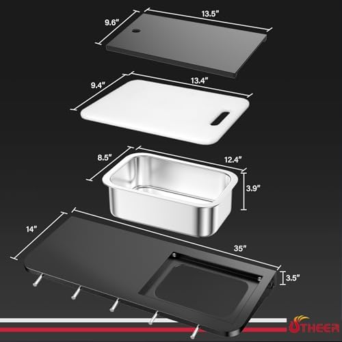 Utheer Front Folding Shelf for Weber Searwood XL 600, 35 x 12.5 in - Image 3