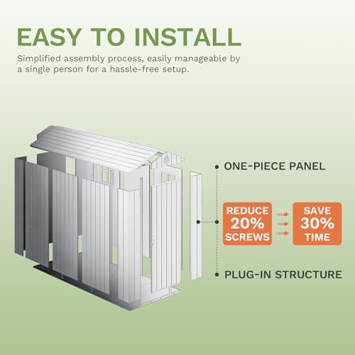 Patiowell 4x8 FT Plastic Outdoor Storage Shed with Floor, Light Gray - Image 4