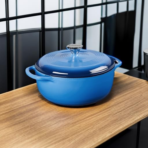 Lodge Essential Enamel Cast Iron Dutch Oven, 4.5 Quart, Caribbean Blue - Image 5