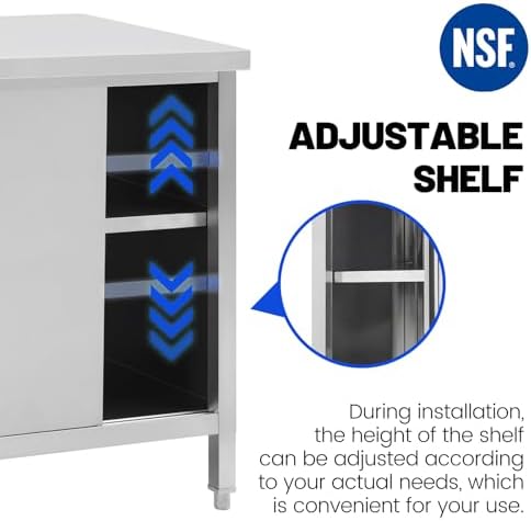 Hally Stainless Steel Cabinet 24"x60" Commercial Heavy Duty Prep Workbench - Image 4
