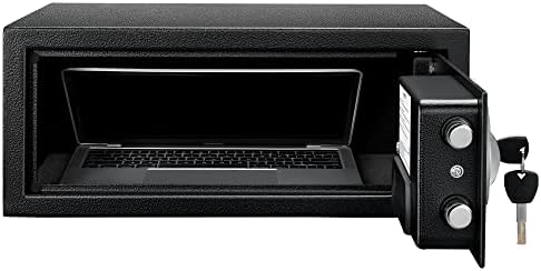 Amazon Basics Steel Security Safe and Lock Box with Digital Keypad, Electronic Lock, Emergency Key Open, Secure Cash, Jewelry, Documents, Black, 0.7 Cubic Feet, 16.9-x-14.6-x-7.1-inches (WxDxH) - Image 3