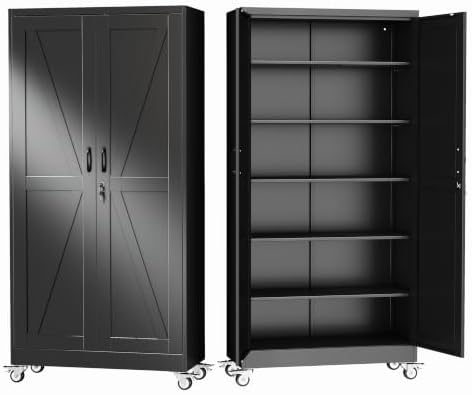 GAIOUS 73.6" Tall Metal Storage Cabinet with Lock and Wheels, File Cabinet by GAIOUS