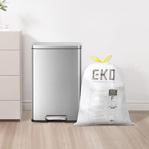 EKO 13 Gallon / 40-60 Liter,110 Count Drawstring Trash Bags, Extra-Strong Unscented Garbage Bags, Easy-Dispense Roll for Kitchen & Household Use, Resists Tears, Leaks and Punctures, Code F, White - Image 3