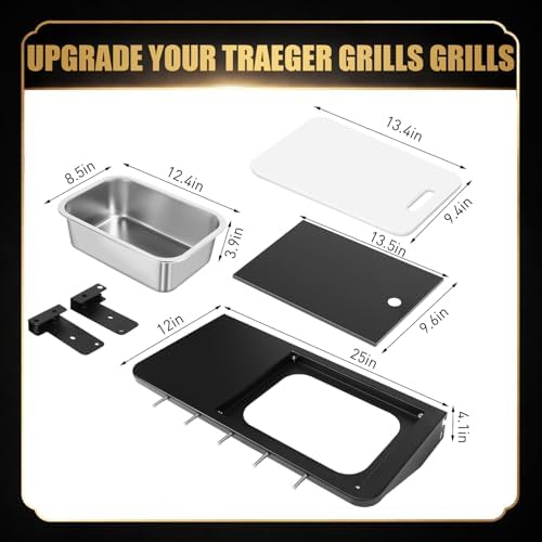 QuliMetal Folding Front Shelf for Traeger Pro 22,Pro 575,Ironwood 650 - Image 2