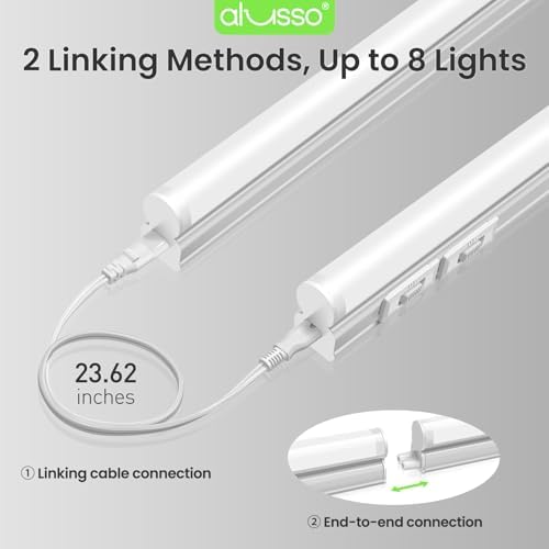 ALUSSO 10 Pack 4FT LED T5 Shop Lights – Linkable Integrated Fixture, 2100LM, 3‑Color Selectable, 3000K/4000K/6500K Adjustable Color Temperature, Corded Electric T5 Single Fixture for Garage/Workshop - Image 6