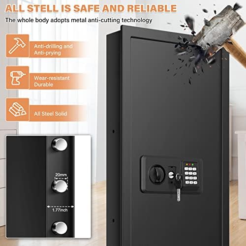 Black 43.3" Tall Fireproof Wall Safe Between Studs 16" Centers - Image 7