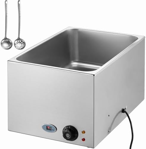 VEVOR Commercial Food Warmer 24QT Bain Marie 1200W Electric Buffet Steam Table - Countertop Stainless Steel for Wet or Dry Use - Parties, Catering and Restaurant by VEVOR