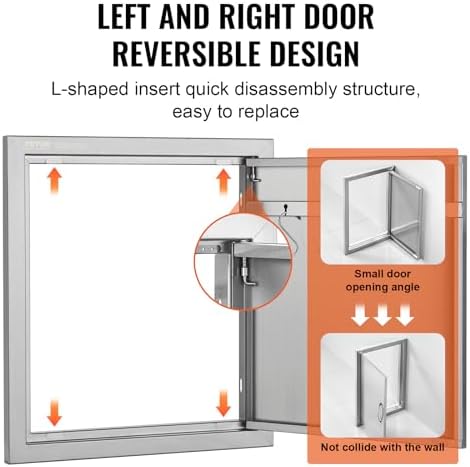 VEVOR BBQ Access Door - 18W x 20H Inch Stainless Steel Vertical Door for Grilling Station - Image 4