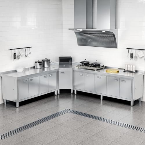 WWK 59" x 21" Stainless Steel Prep Table with Cabinet, Commercial Kitchen Table for Prep & Work, Heavy Duty Work Table with 4 Doors for Kitchen, Restaurant, Hotel, Garage and Cafe - Image 4