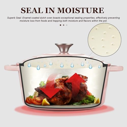 Overmont Enameled Cast Iron Dutch Oven - 7QT Pot with Lid Cookbook - Image 3