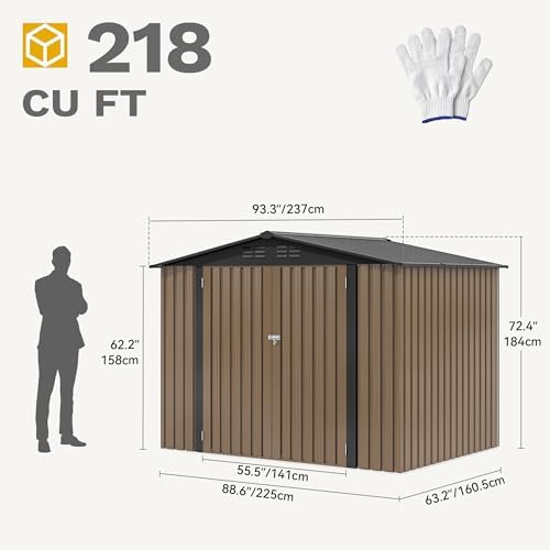 DWVO 7'x5' Large Metal Outdoor Storage Shed, Heavy Duty Tool Storage Sheds for Backyard Patio Lawn - Image 6