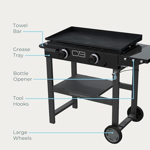 Charbroil 28" Performance Series 2-Burner Propane Gas Griddle with Cart, Black - 463459924 - Image 5